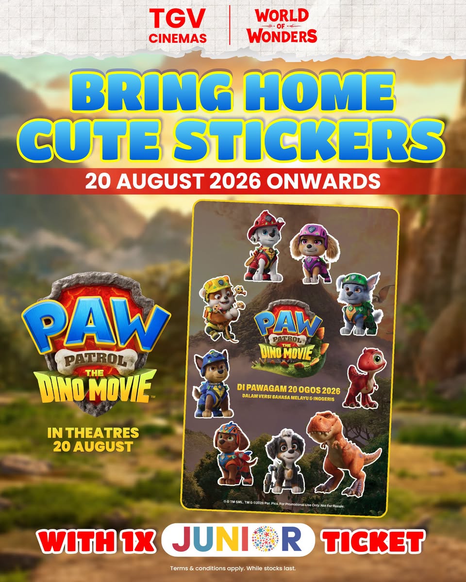 TGV Cinemas Paw Patrol sticker giveaway