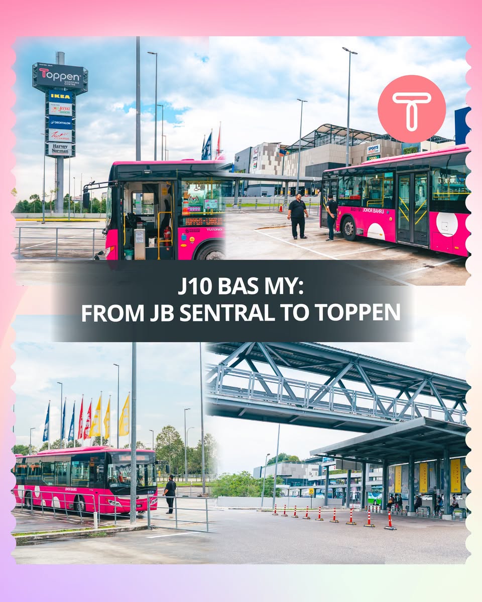 J10 Bus MY terminal near JB Sentral with Toppen and IKEA signage