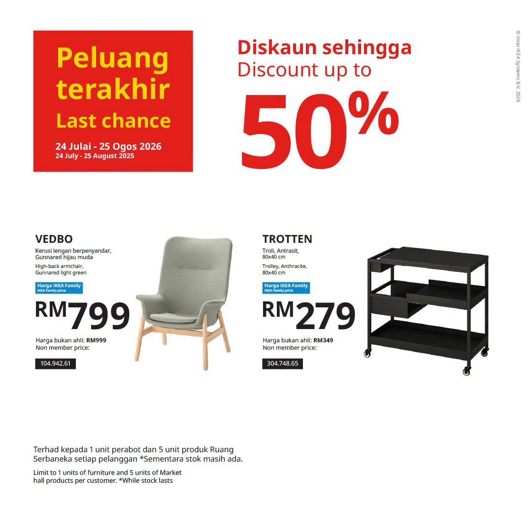 IKEA Tebrau Family Members Get Up to 50% Off Home Furnishing Products