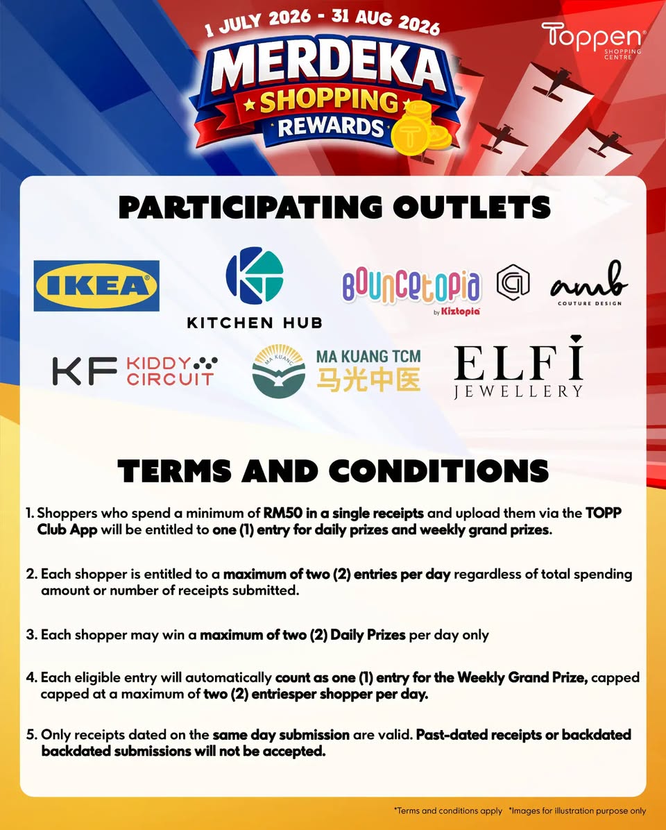 Terms and conditions for Merdeka Shopping Rewards at Toppen