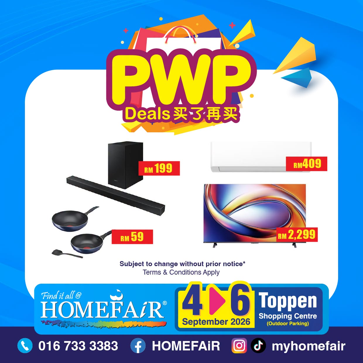 HOMEFAiR PWP deals on soundbar, aircond, frying pans and TV