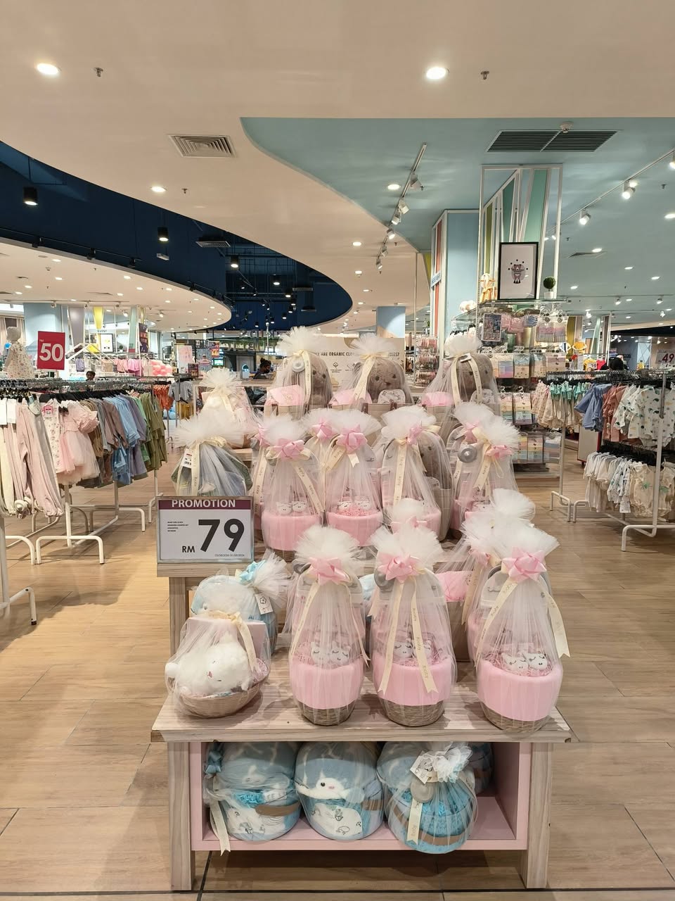 Baby gift baskets priced at RM79