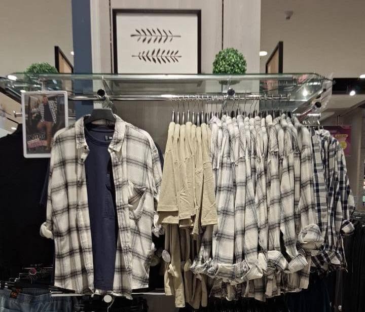 Men Plus black and white check shirts display