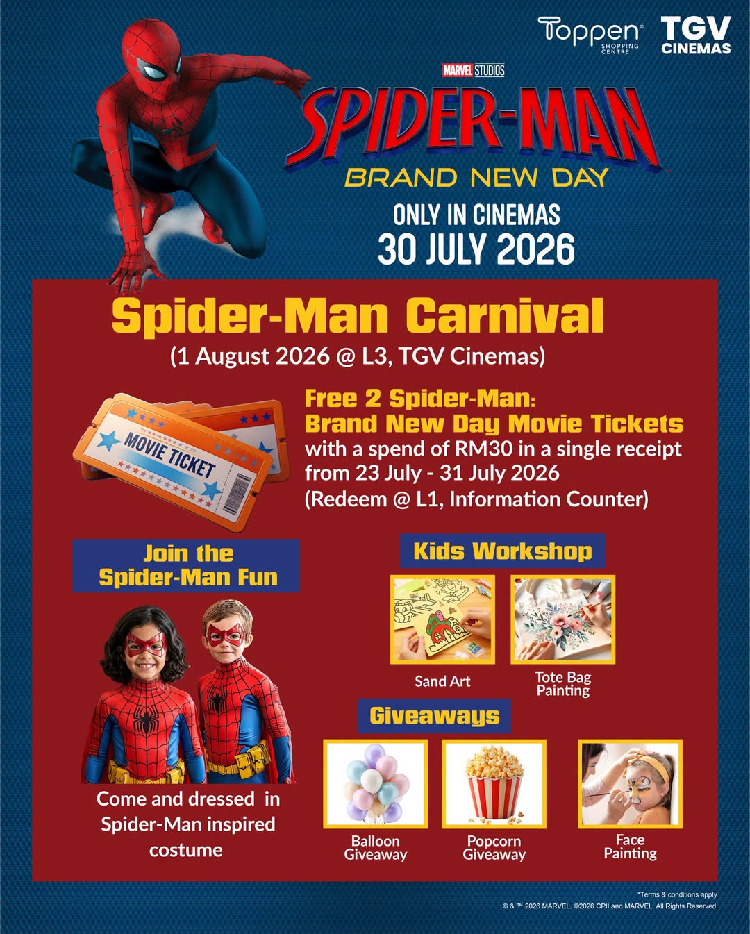 Spend RM30 at Toppen to Redeem Free Spider-Man Movie Tickets