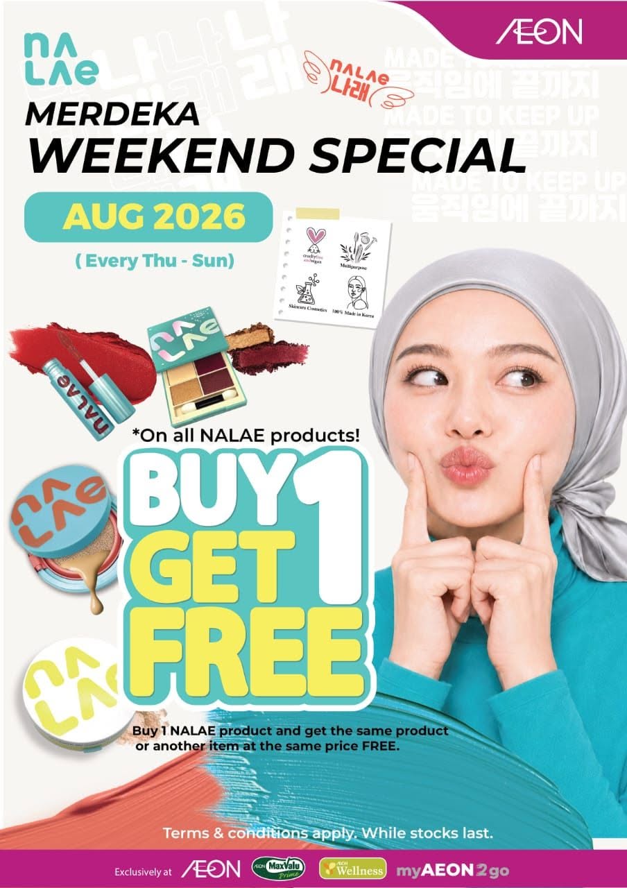 NALAE Buy 1 Get 1 Free at AEON Every Thursday-Sunday in August 2026