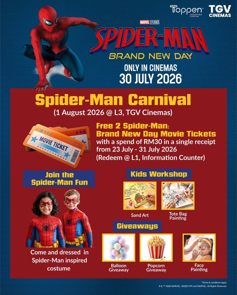 Spider-Man Carnival at Toppen on 1 August 2026 with Free Movie Tickets