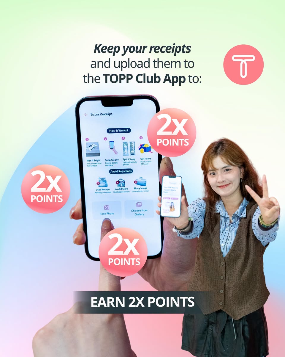 TOPP Club App receipt scanning interface