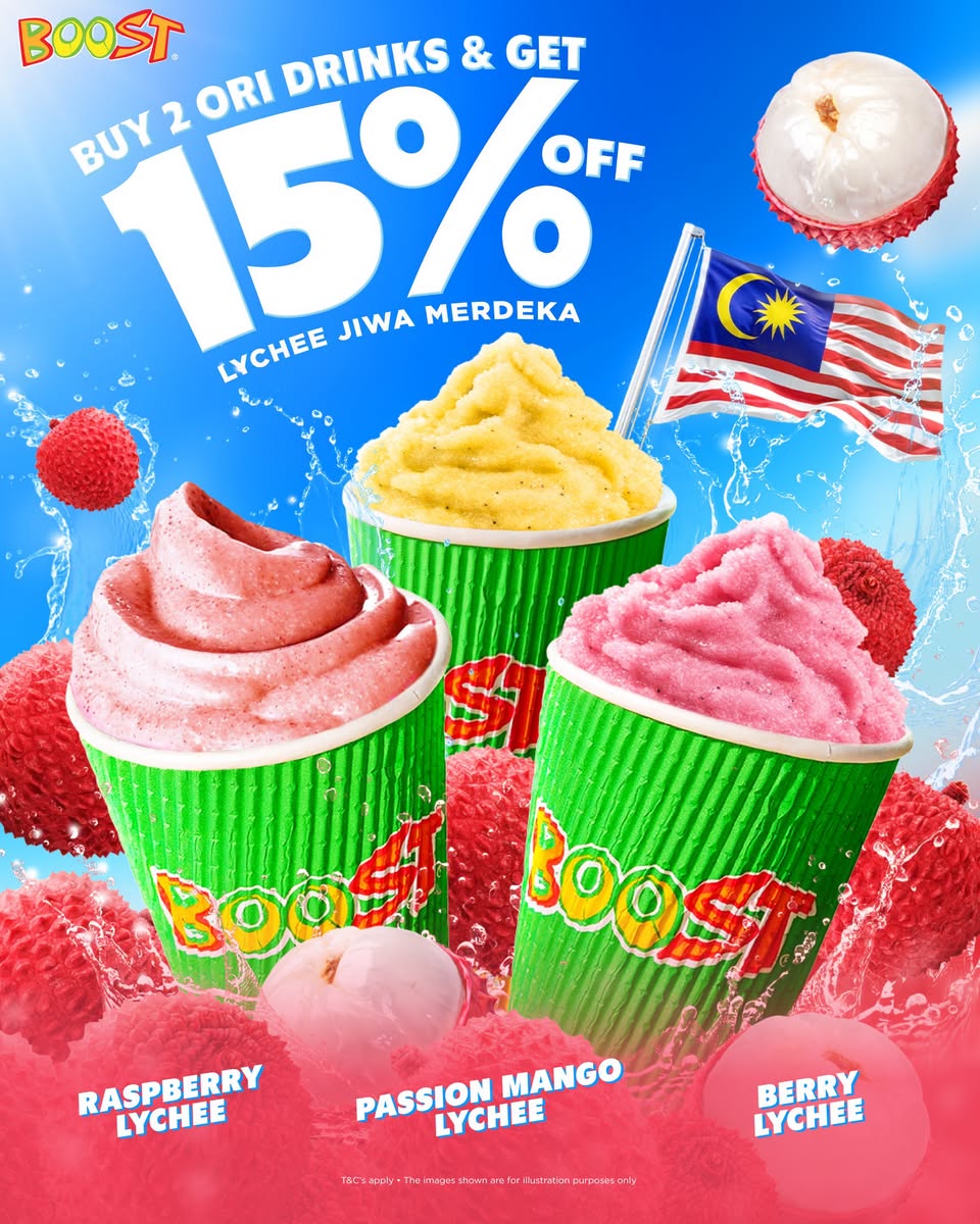 BOOST Buy 2 ORi drinks get 15 percent off promotion