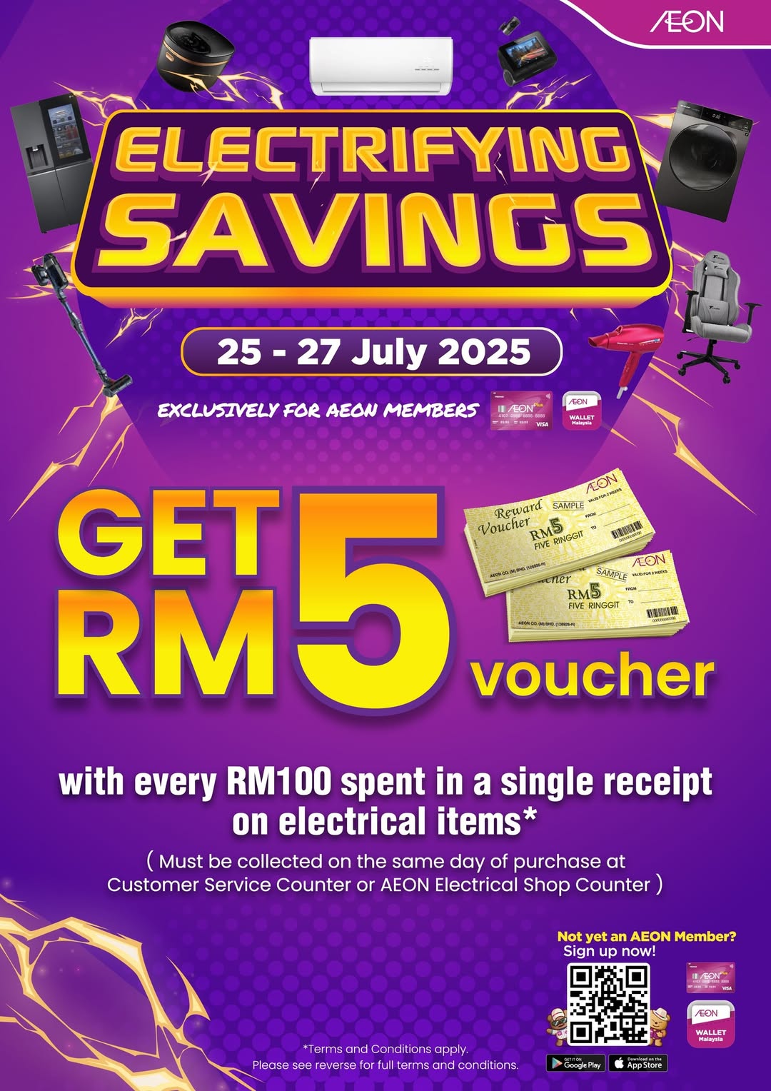 AEON Electrical Sale: RM5 Voucher for Members!