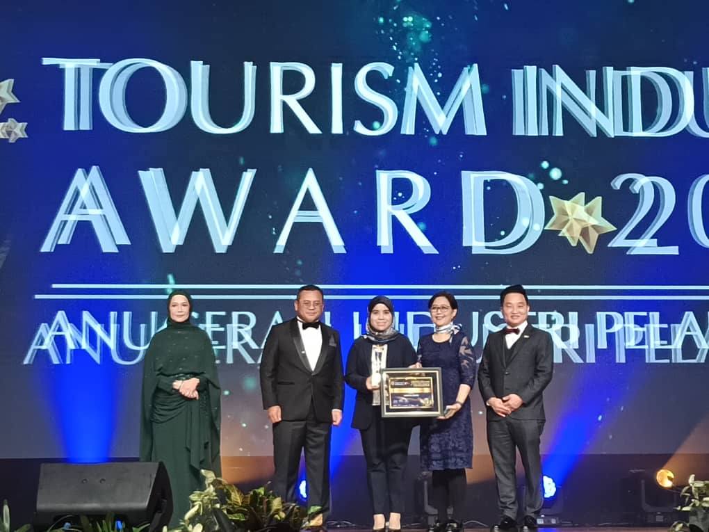 Close-up of the prestigious Tourism Industry Award trophy