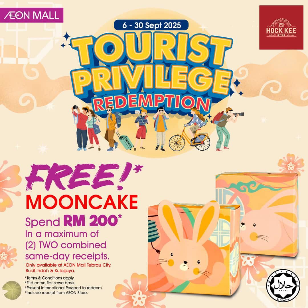 AEON Mall Tourist Perk: Free Mooncake 6-30 Sept 2025