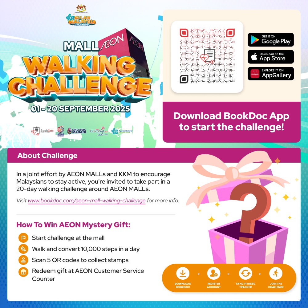 Promotional graphic for the 10,000 Steps Mall Walking Challenge