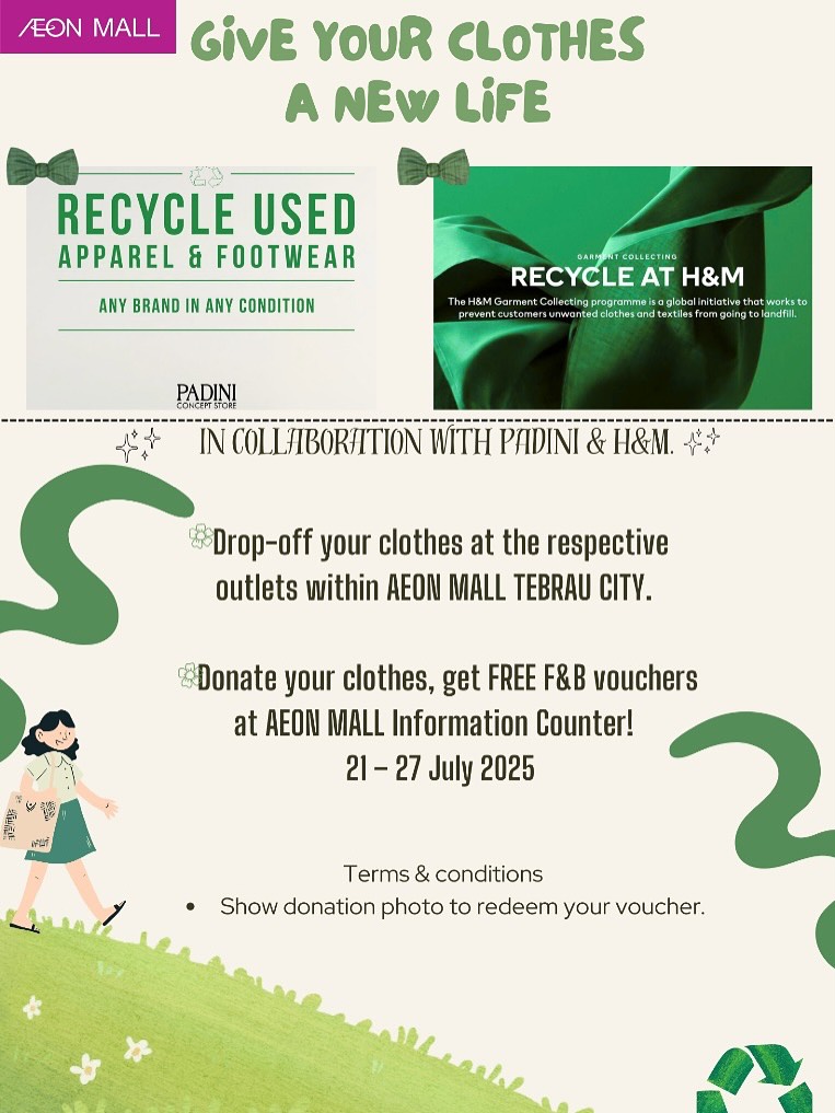 AEON Tebrau City: Recycle Clothes, Get F&B Vouchers!