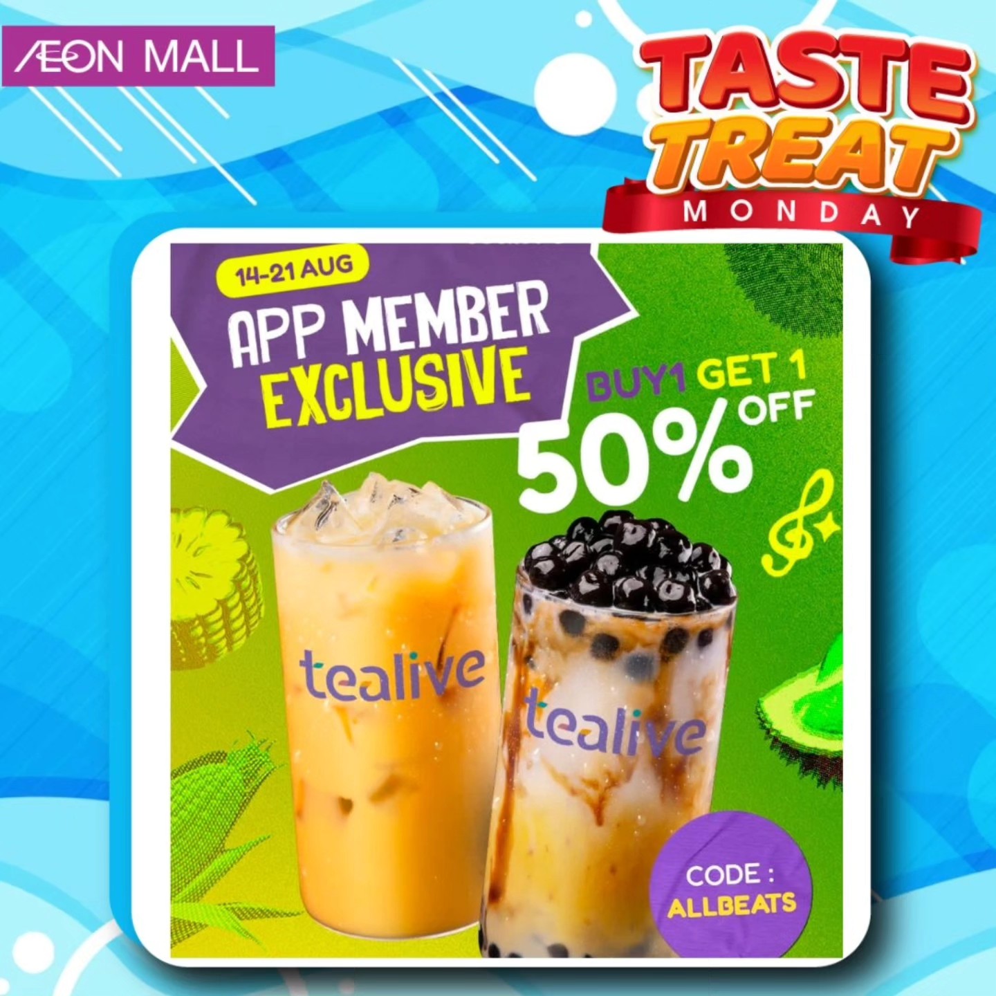 Vibrant display showcasing daily deals at AEON Mall