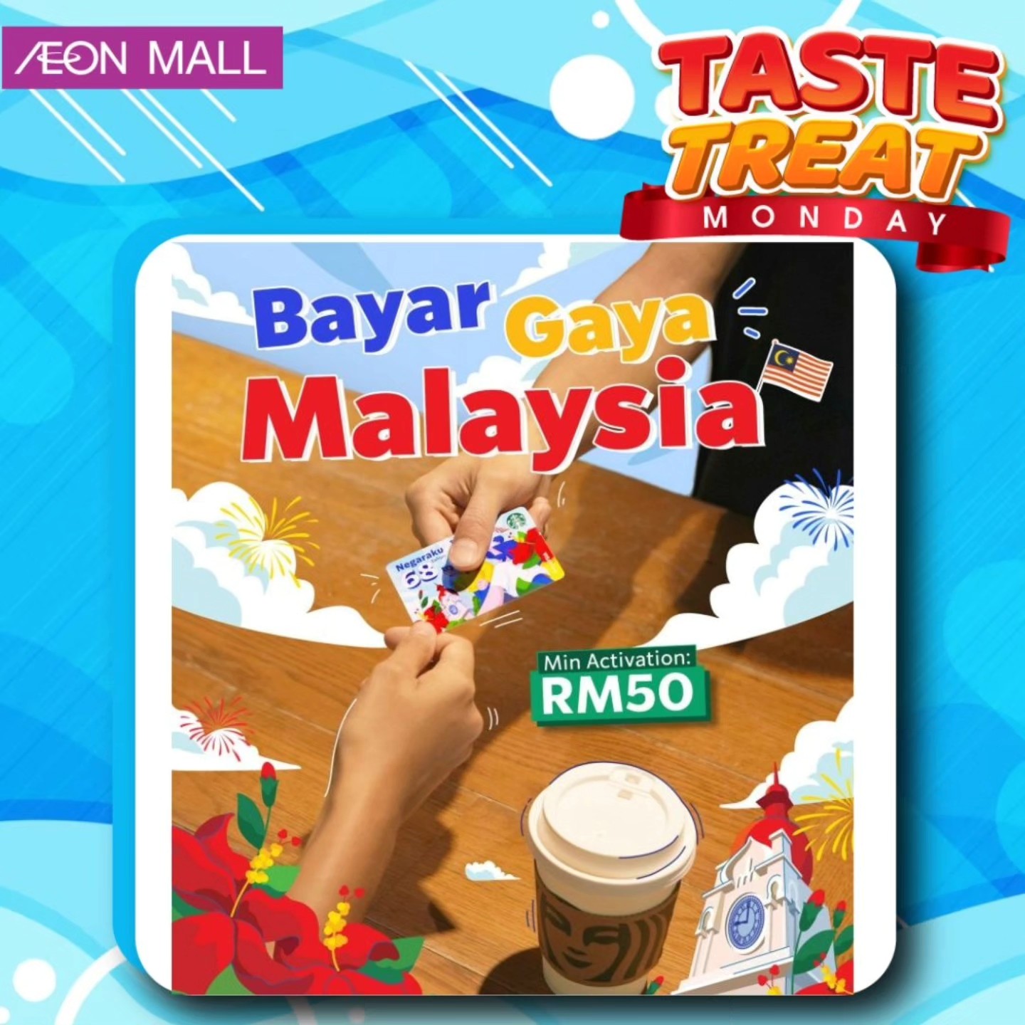 Daily promotions signage at AEON Mall Tebrau City