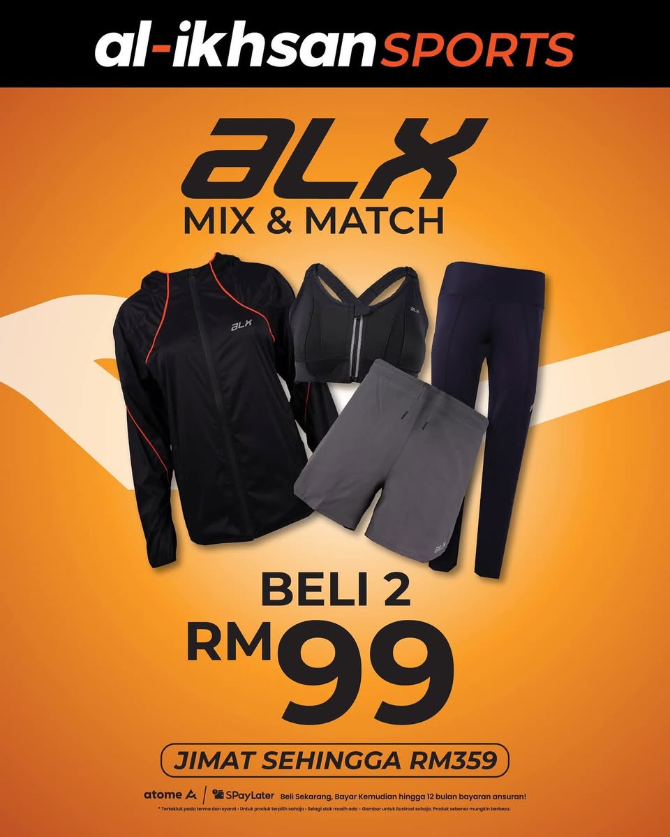 Vibrant display of sports apparel and equipment at Al-Ikhsan Sports