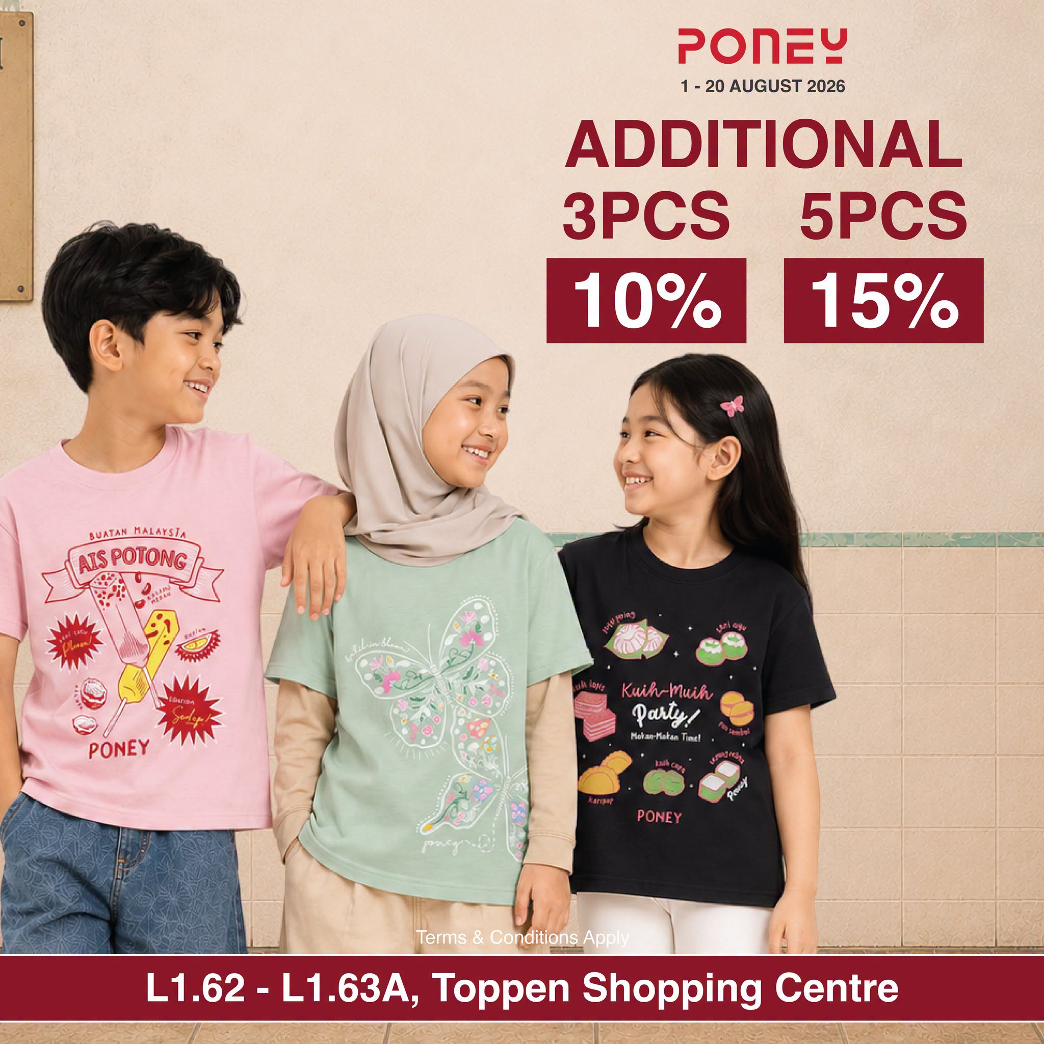 PONEY children's t-shirt promotion at Toppen