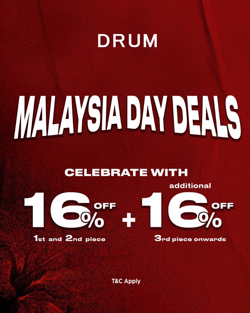 A collection of stylish clothing and accessories on display, inviting shoppers to explore Malaysia Day deals.
