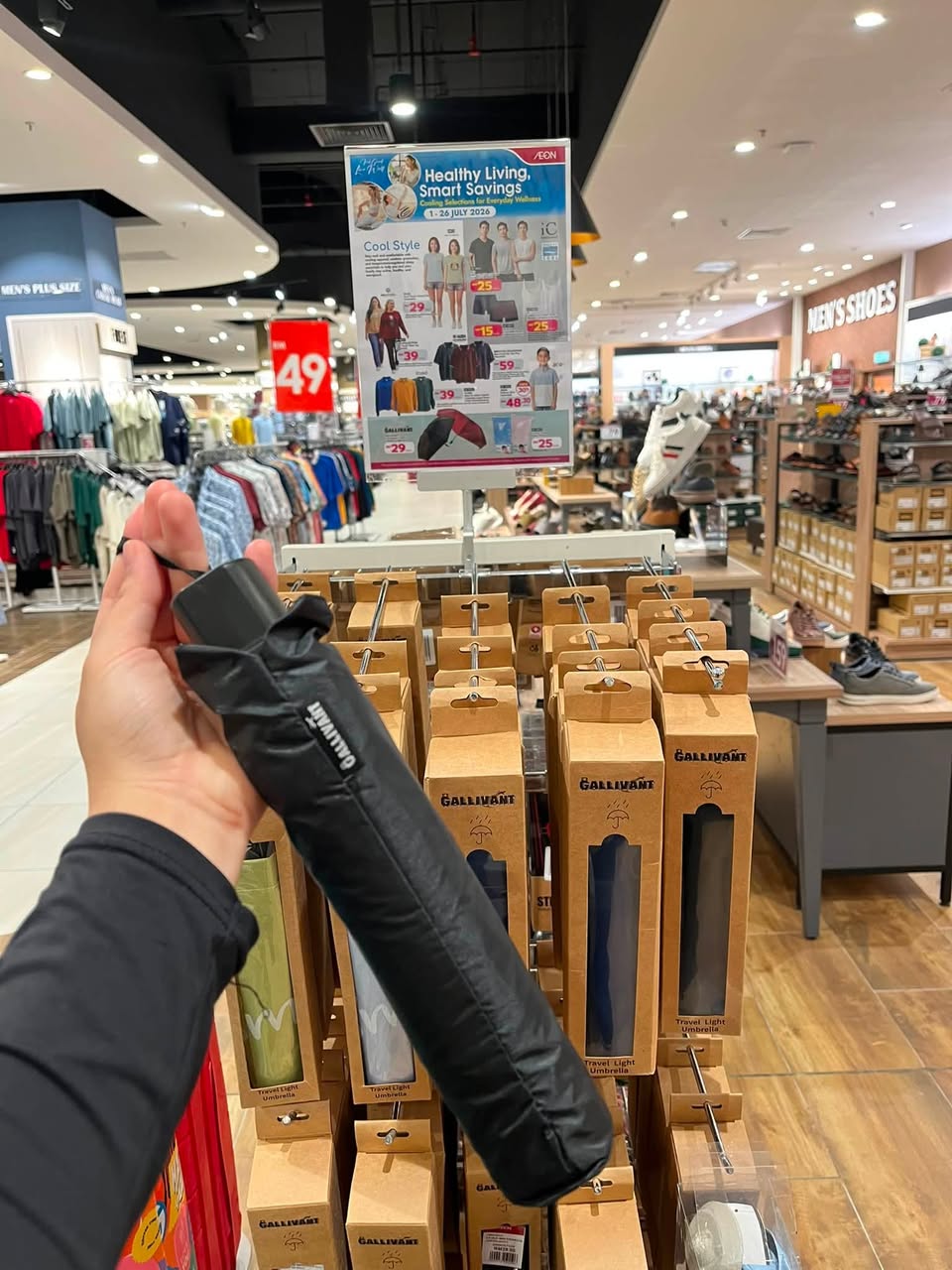Gallivant Compact Travel Umbrellas on display at AEON Tebrau City