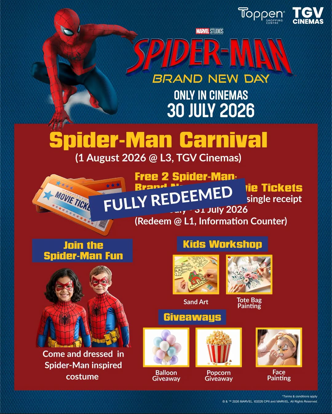 Spider-Man Movie Ticket Redemption Fully Redeemed at Toppen