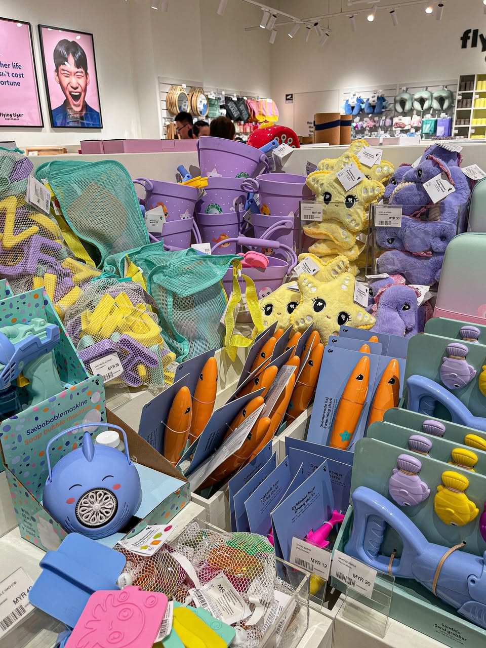 Vibrant interior display of unique products inside Flying Tiger Copenhagen