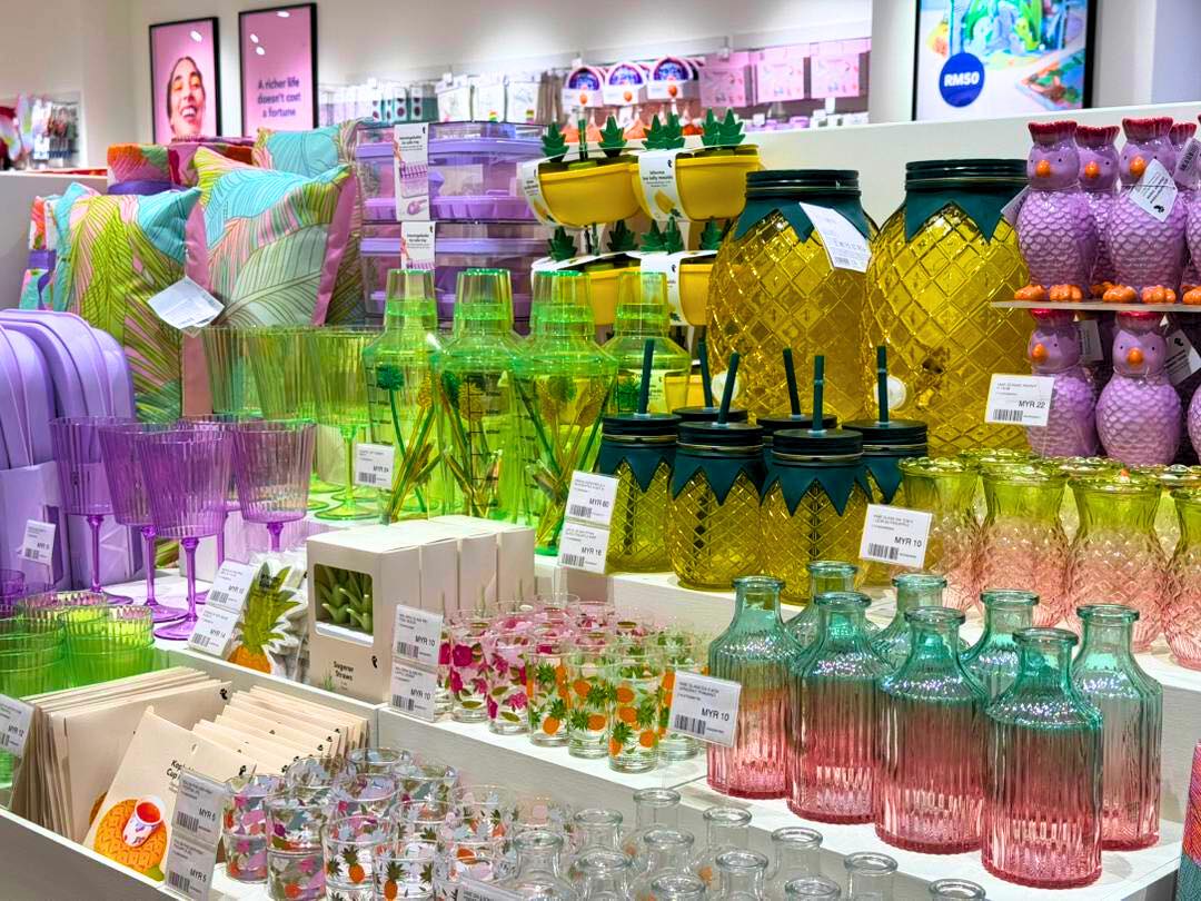 A vibrant display of unique products inside Flying Tiger Copenhagen.