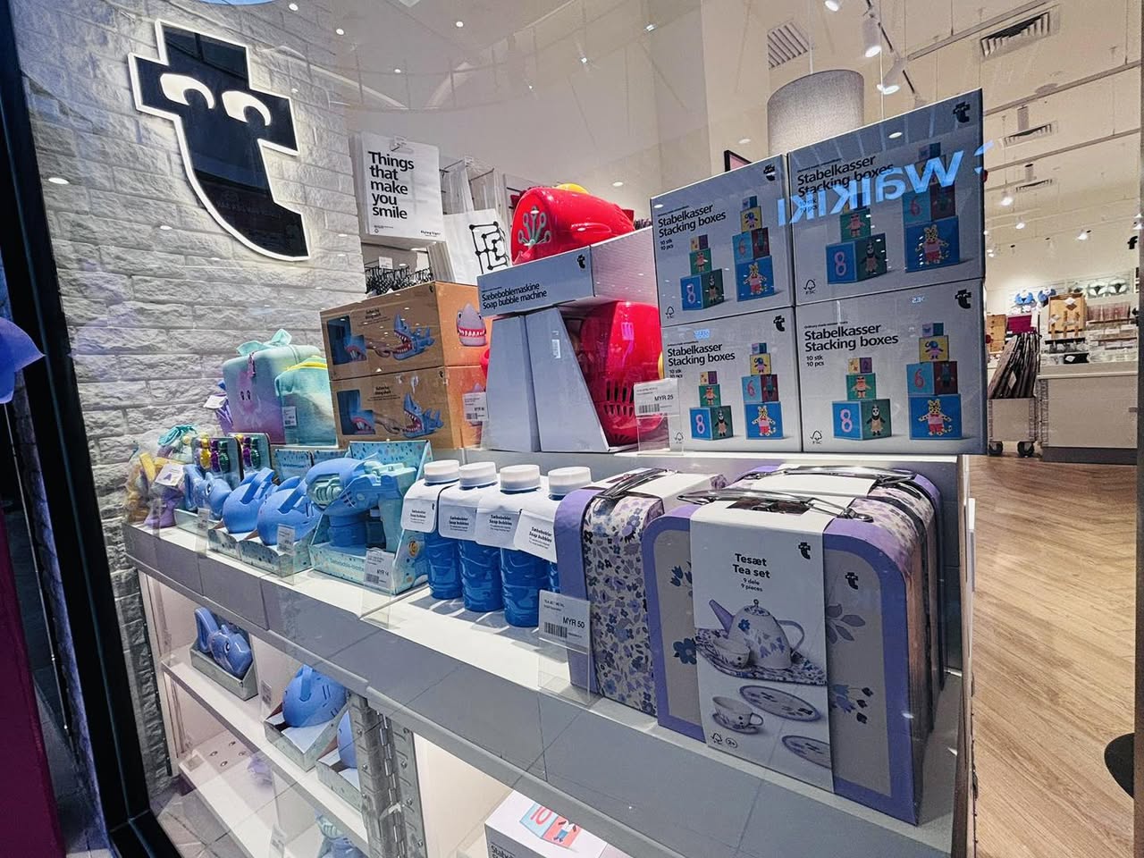 Creative and quirky items arranged on shelves at Flying Tiger Copenhagen