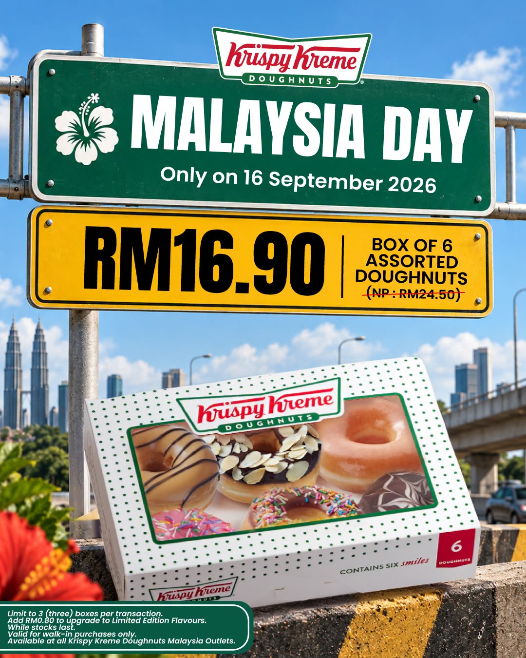 Krispy Kreme Malaysia Day Deal: 6 Assorted Doughnuts for RM16.90 on 16