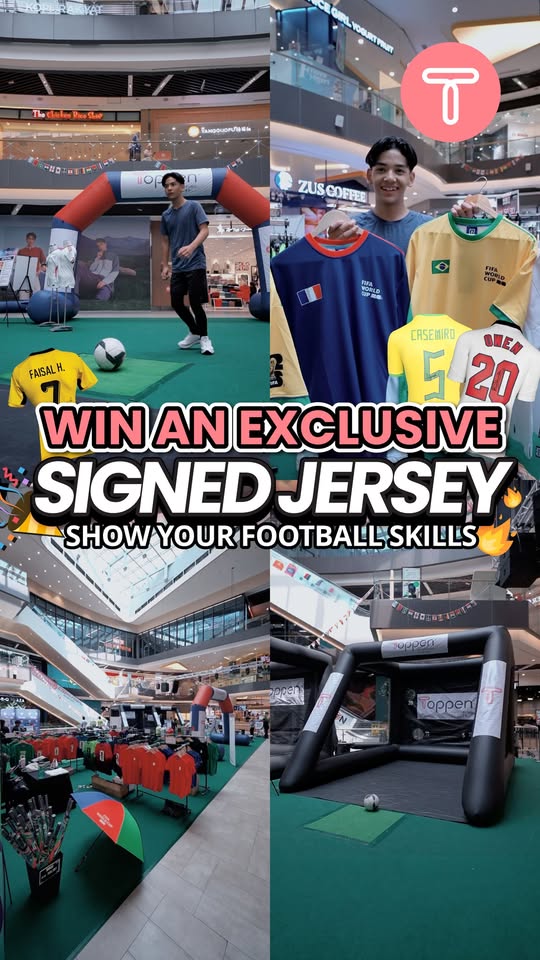 Signed football jerseys displayed at Toppen Shopping Centre