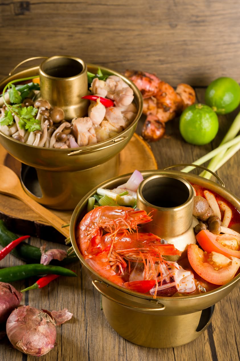 Tom Yum hot pot with fresh ingredients