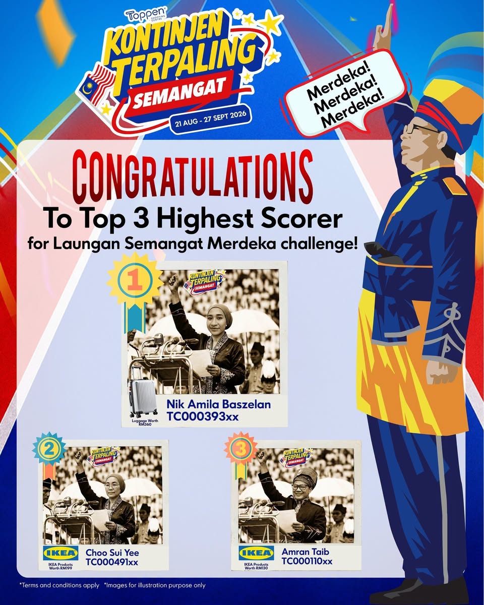 Toppen Announces Winners of Laugan Semangat Merdeka Challenge