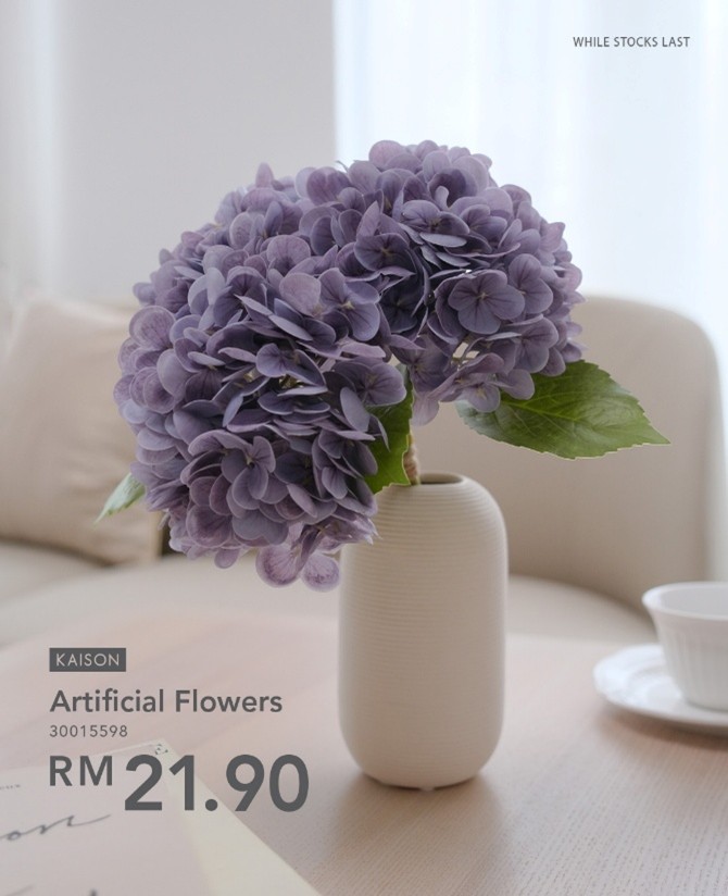 Close-up view of vibrant Kaison faux flowers, showcasing their realistic texture and detail.
