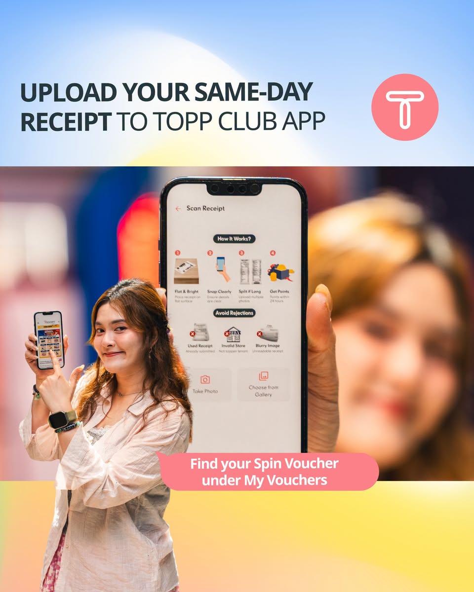 Topp Club App receipt scanning instructions