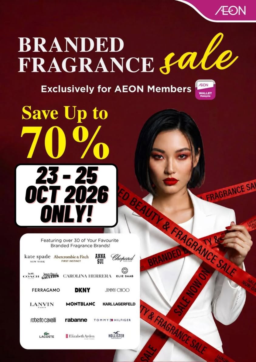 AEON Tebrau City Fragrance Sale: Up to 70% Off for Members