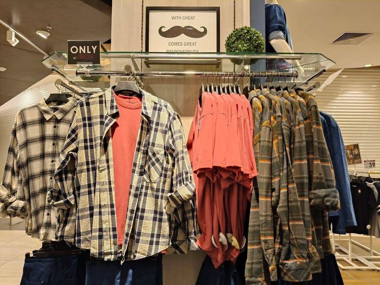 Men Plus plaid shirts and long-sleeve tops display
