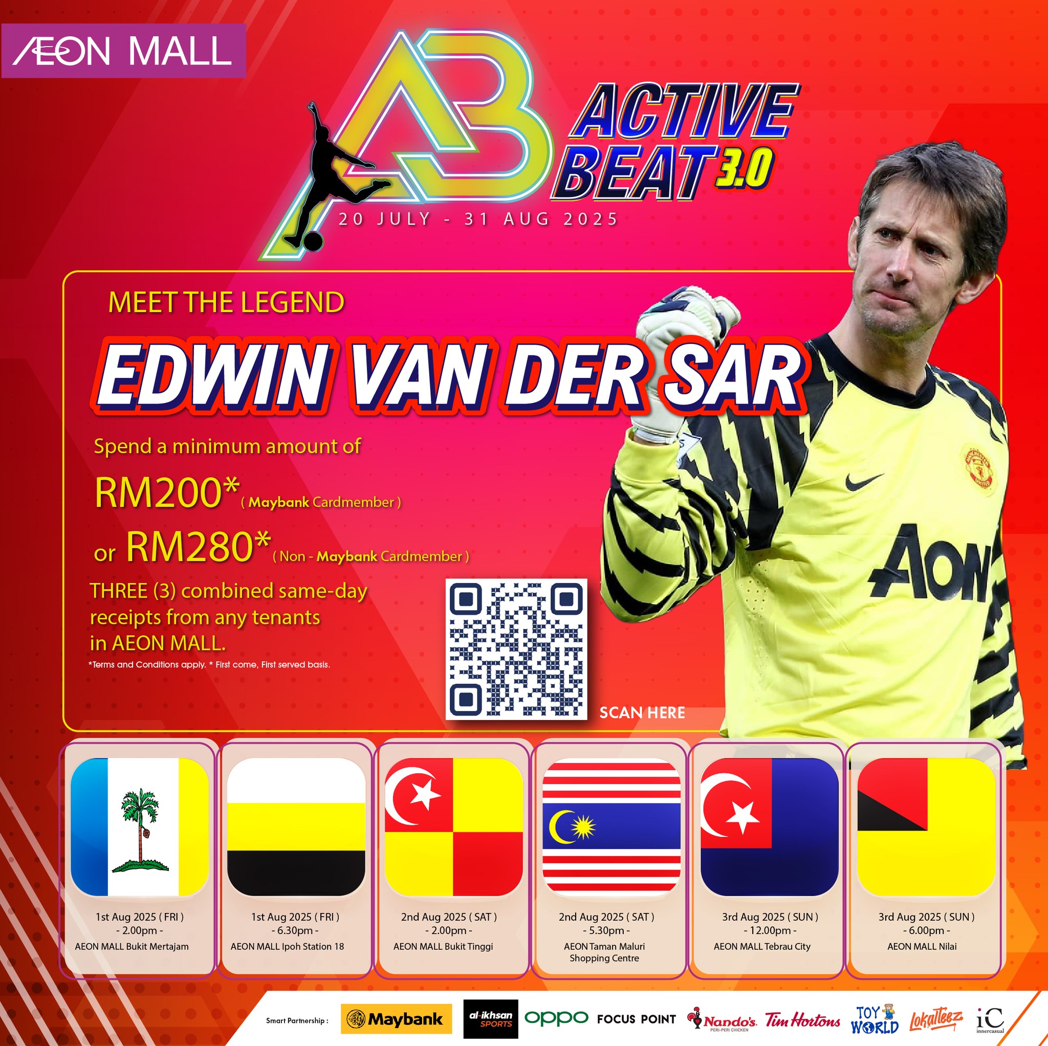 Graphic displaying tour dates and locations for the Active Beat 3.0 event