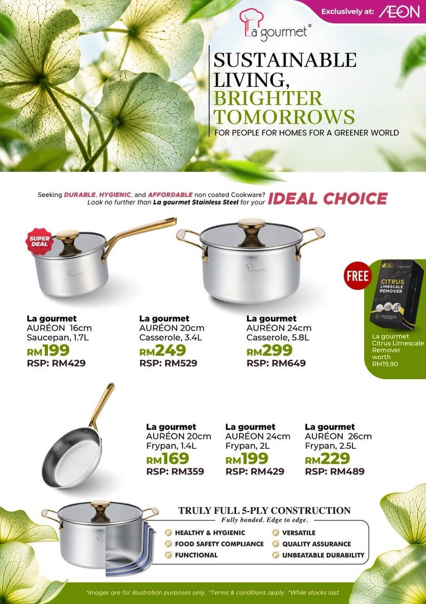 La gourmet AURÉON stainless steel cookware prices