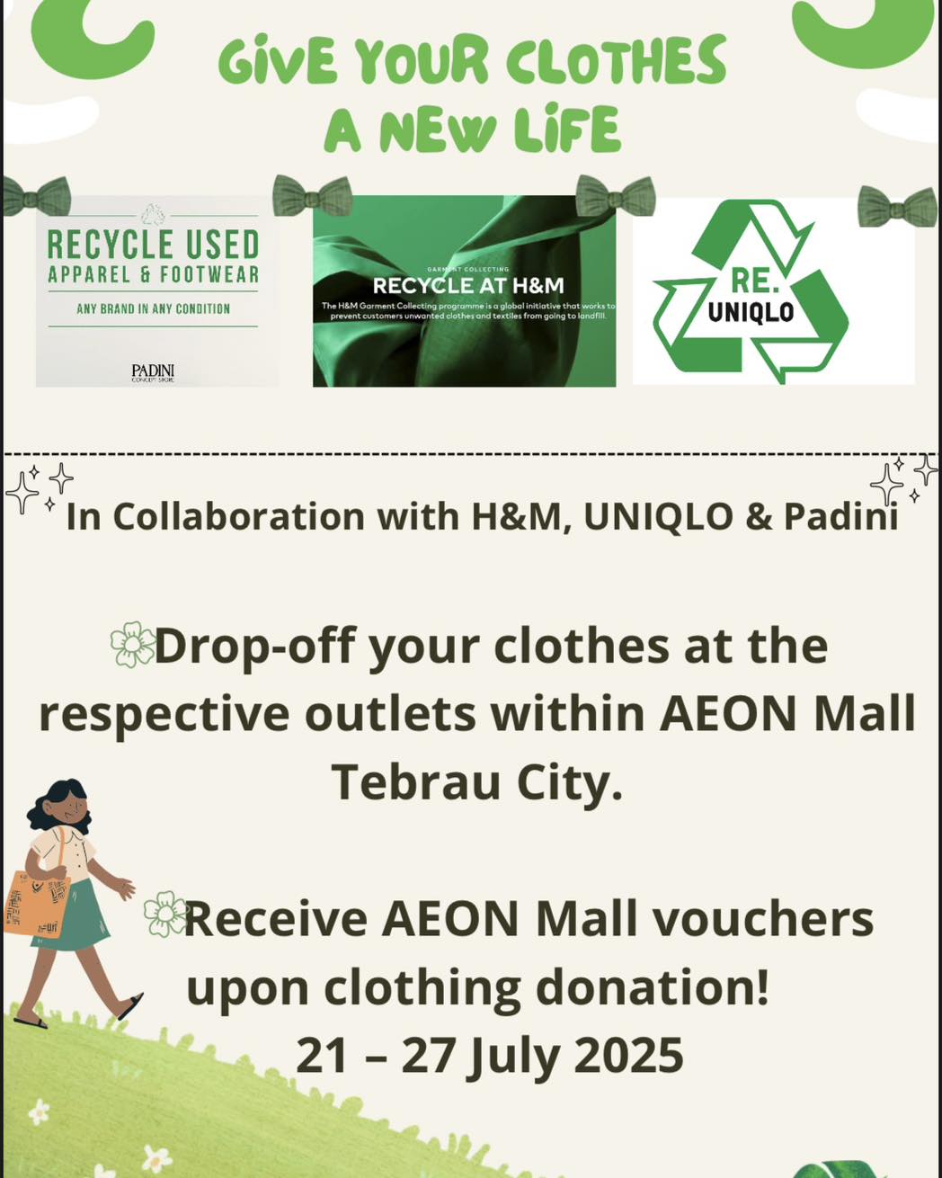 Recycle Clothes, Get Vouchers at AEON Tebrau!