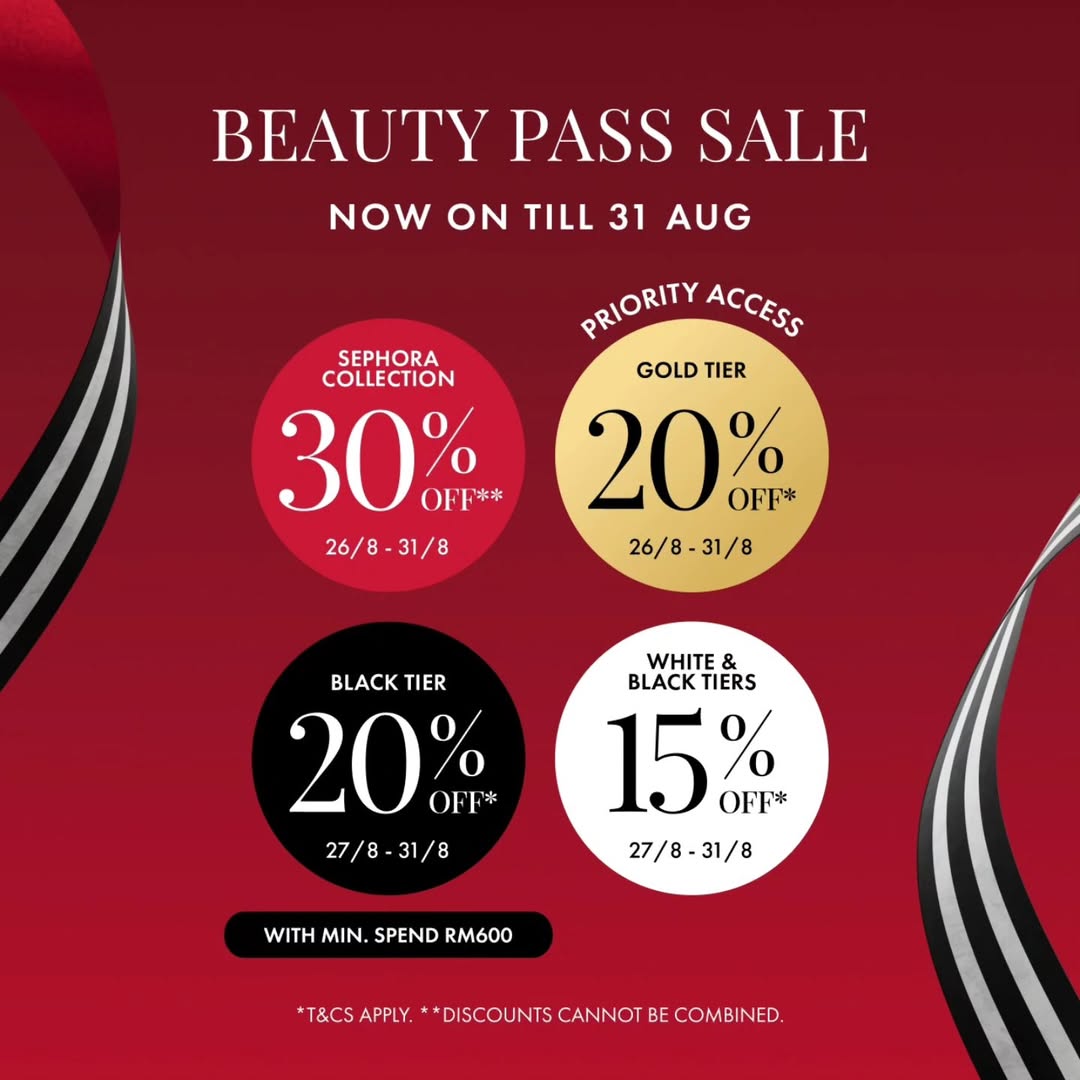 Sephora Beauty Pass Sale promotional image featuring a collection of beauty products.