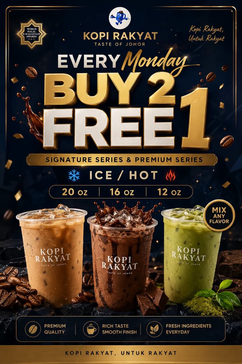 Kopi Rakyat Buy 2 Get 1 Free promotion