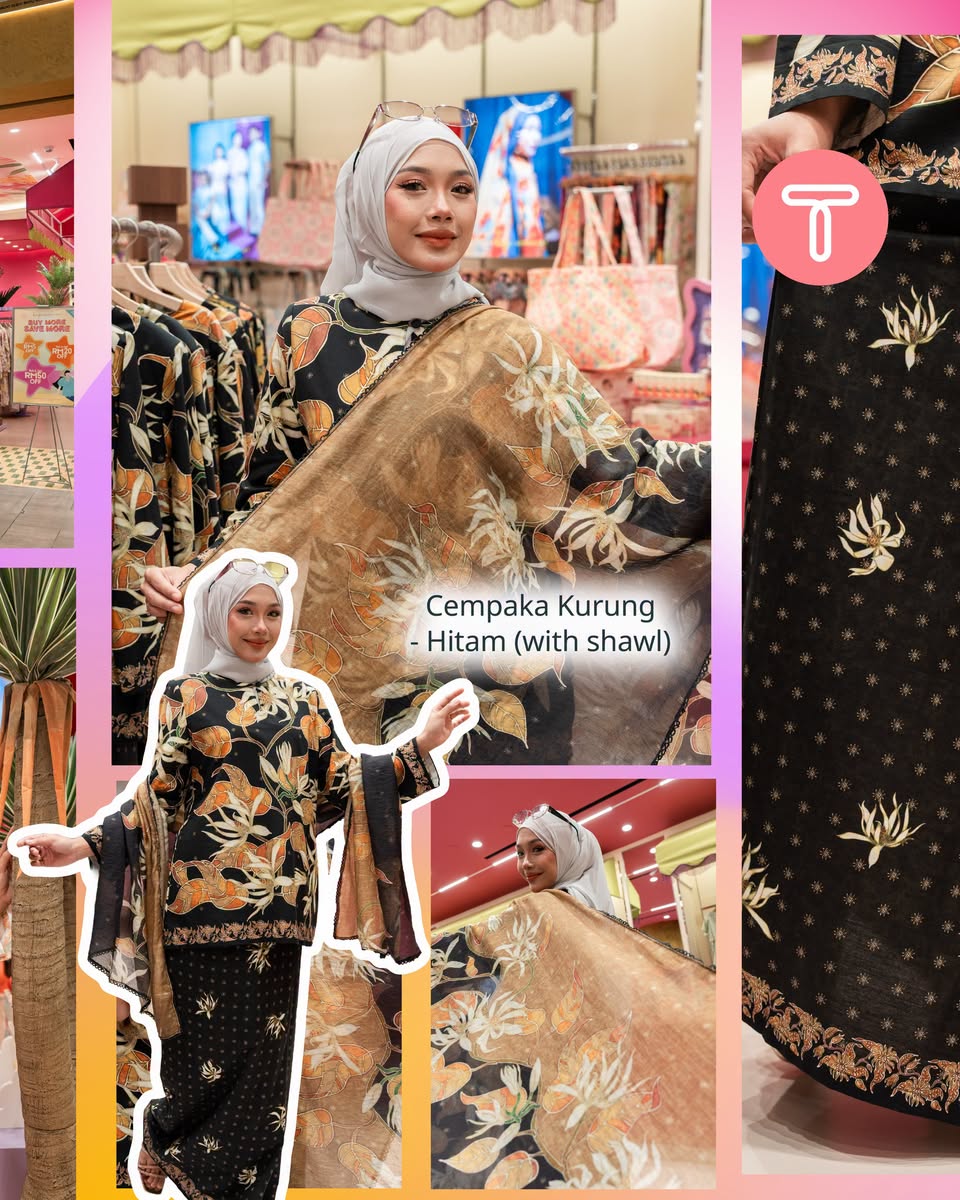 Cempaka Kurung Hitam with shawl