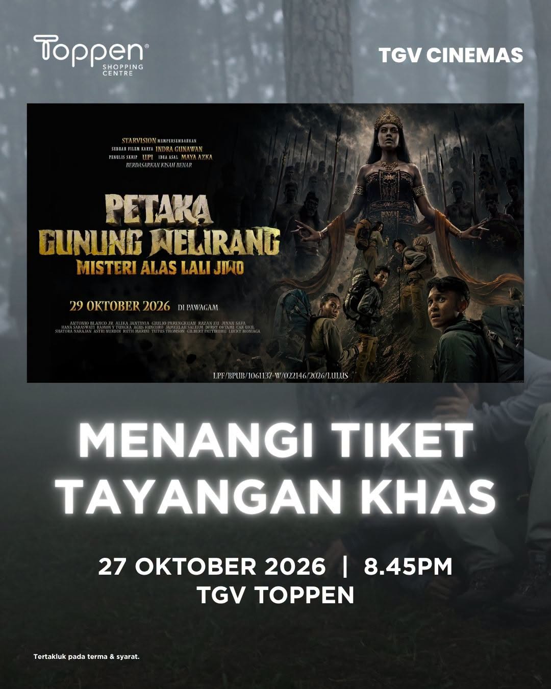 Toppen Offers 50 Free Tickets to Petaka Gunung Welirang Screening