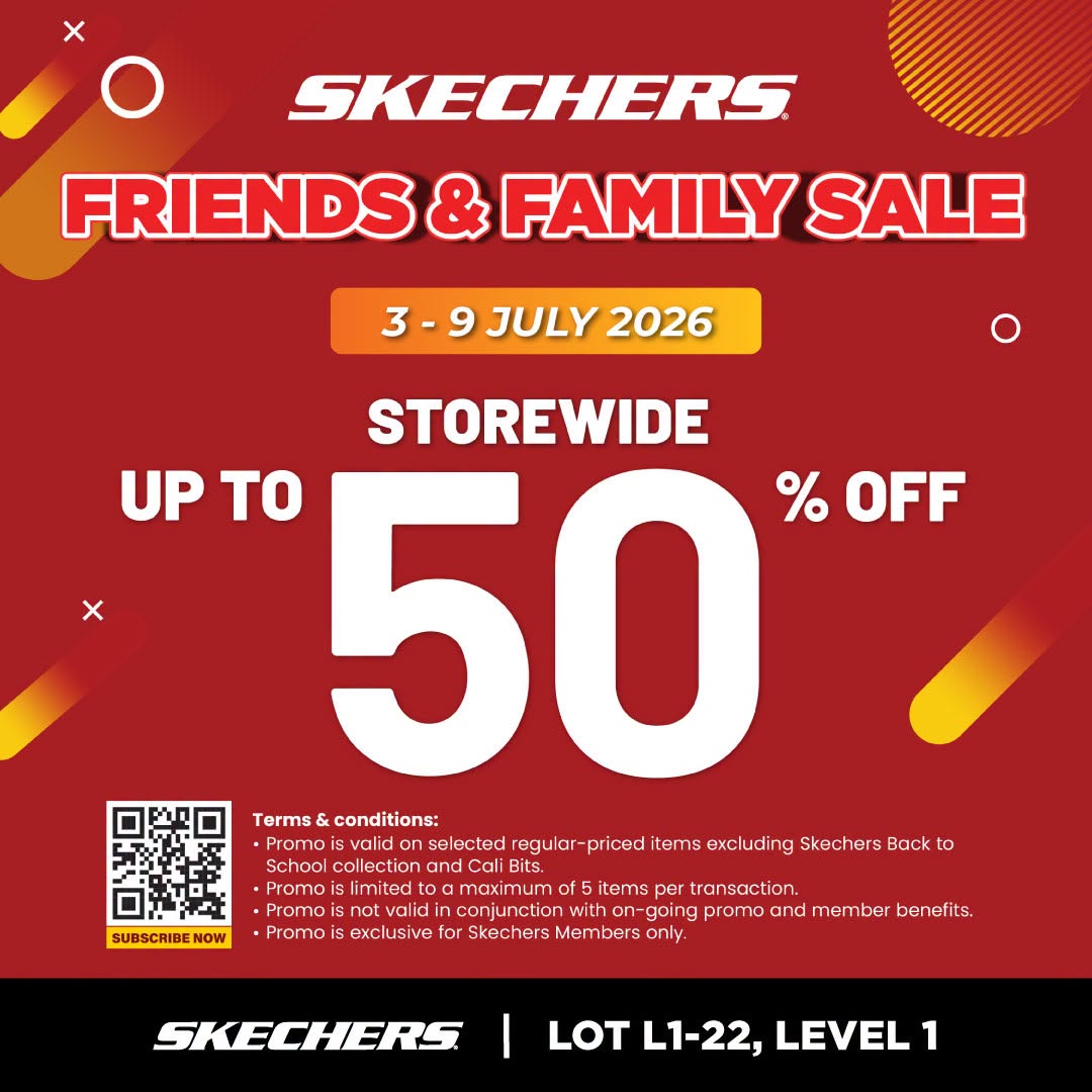 Skechers Friends and Family Sale: 50% Off Storewide at Toppen, 3-9 July 2026