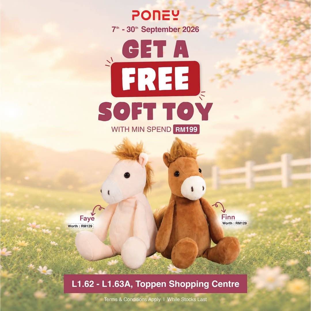 PONEY Toppen Free Plush Horse With RM199 Spend, 7-30 September 2026