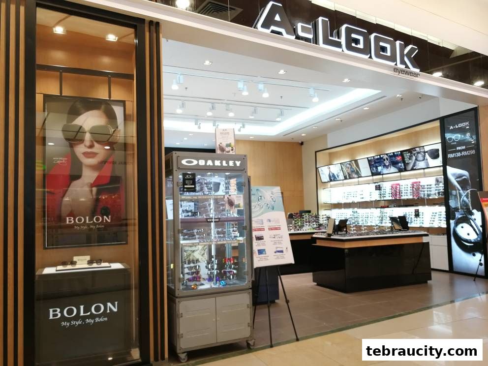 The exterior of A-Look Eyewear, showcasing stylish sunglasses and eyewear displays.