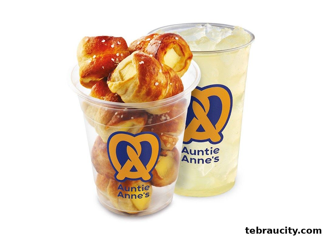 Auntie Anne's pretzel bites and a lemonade drink.