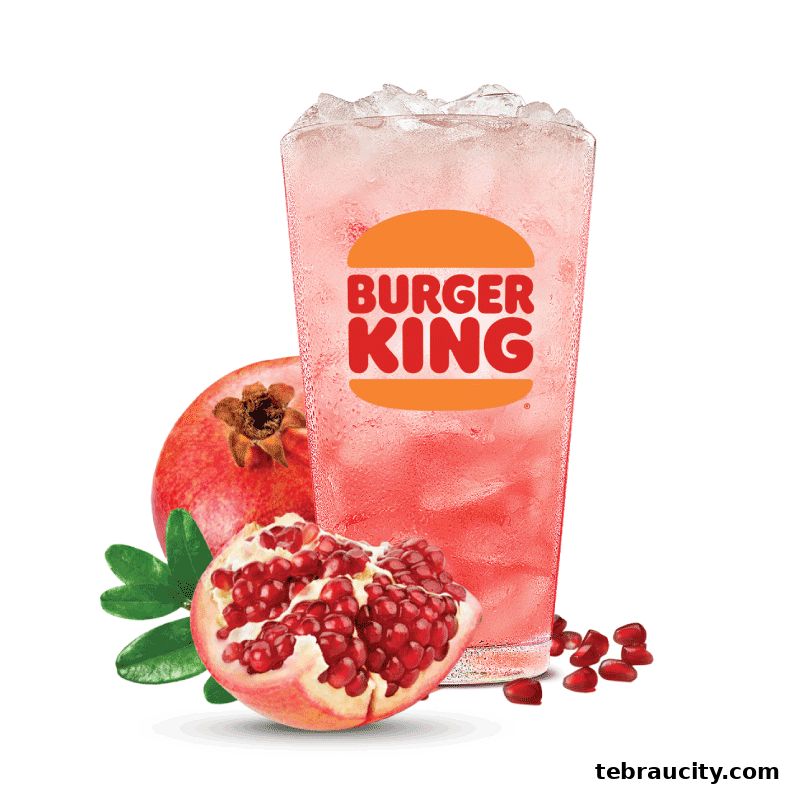 A refreshing pomegranate drink with fresh pomegranates and Burger King logo.