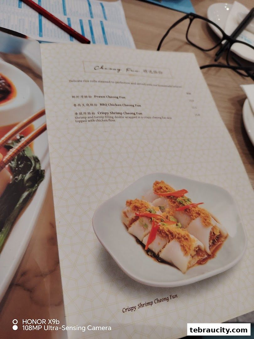 A menu featuring Cheong Fun dishes with descriptions and prices.