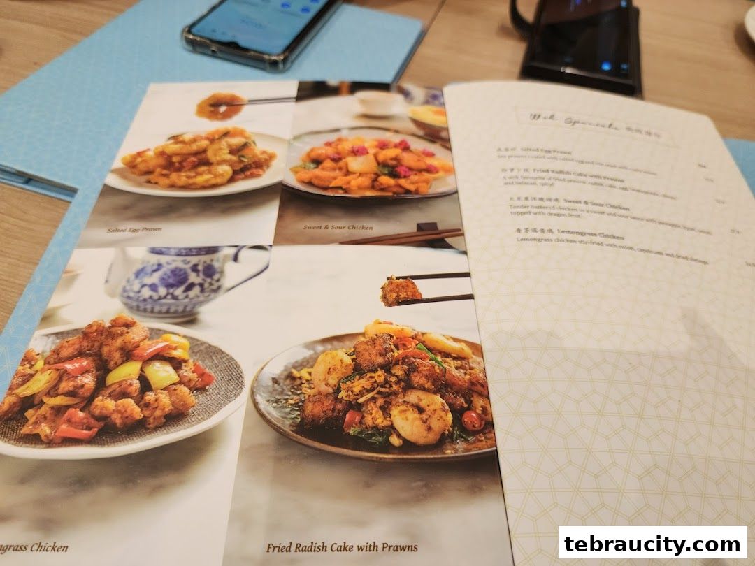 A menu from Dolly Dim Sum featuring various delicious Chinese dishes with enticing images.