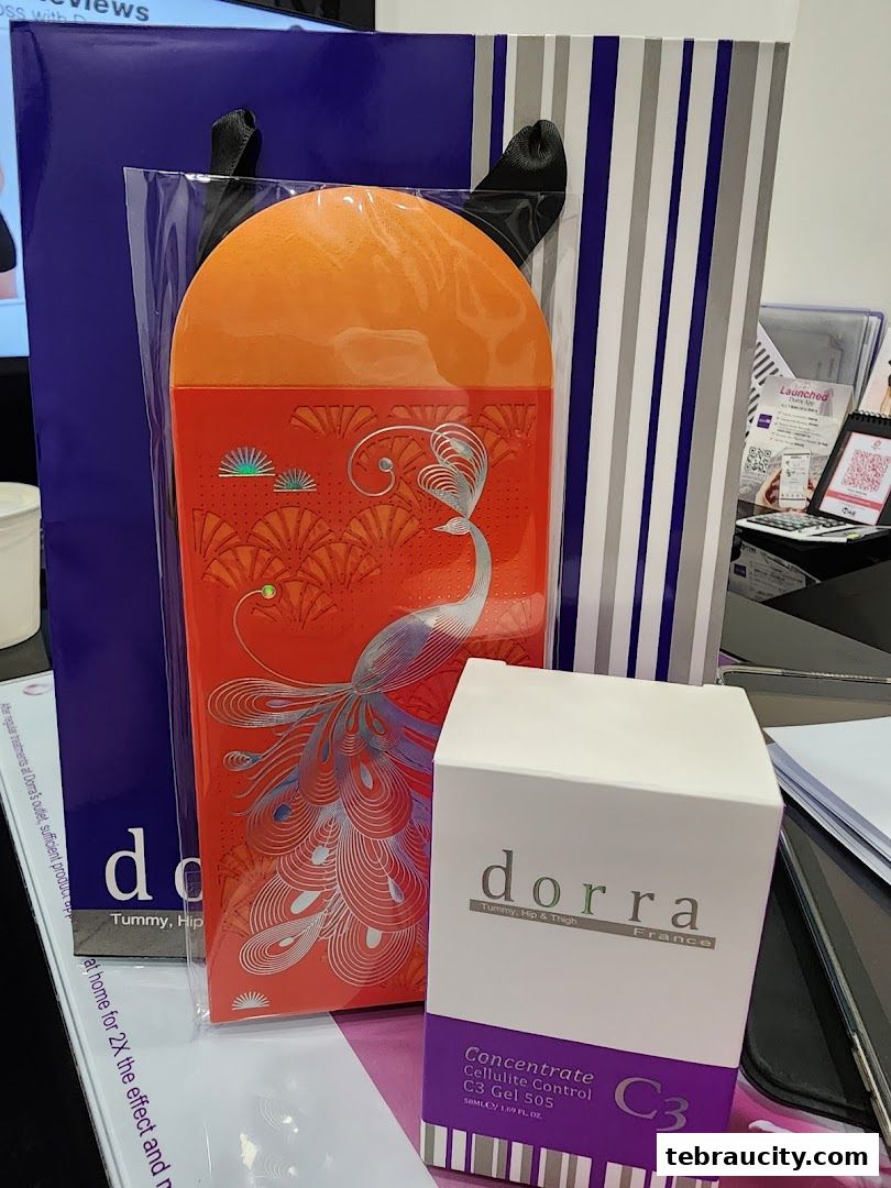 Dorra Slimming products including a branded box and decorative red envelope.